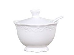 Sugar pot with little spoon Provence H9хD10cm.