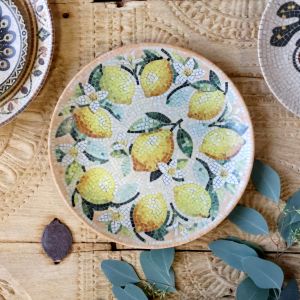 Плато Chartres in mosaic D26.5х2,5cm. lemons & cream.